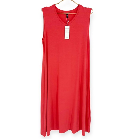 EILEEN FISHER NWT Stretch Jersey Knit V-Neck Tank Dress SIZE M - Picture 6 of 10